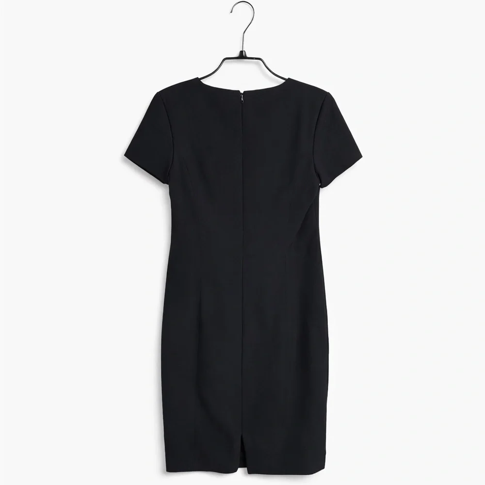 Gillian Black Dress Size 10 Square Neck Sheath Cocktail Workwear Lined